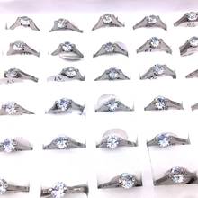 MixMax 36PCs Womens Rings Silver Color Round Zircon Stone Stainless Steel Ring Wedding Band Party Jewelry Wholesale 2024 - buy cheap