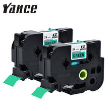 Yance-Cinta de etiquetas Compatible con impresora Brother p-touch, 24mm, negro sobre verde, TZe751, TZe-751, 2 uds. 2024 - compra barato
