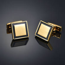 High Quality Black Line Square French Cufflinks Gold Color Cuff Links for Mens Gemelos Bouton Manchette Jewelry Gift 2024 - buy cheap