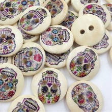 10/50/100 pcs Skull Head Wood Buttons 15mm Sewing Craft Mix Lots WB273 2024 - buy cheap