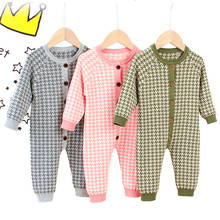 Infant Baby Boys Girls Grid Rompers Clothes + Hat 2PCS 2020 New Baby Boy Girl Kids Knitting Long Sleeve Rompers Clothes 2024 - buy cheap