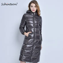 Schinteon New Women Long Down Jacket Winter Warm White Duck Down Outwear with Hood Fashion Slim Coat Windproof 2024 - buy cheap