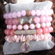 RH Fashio Designer Beaded Bracelet Set Natural Stone & Crystal 5pc Bracelets & Bangles Set For Fashion Jewelry 2024 - buy cheap
