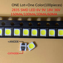 Высокая яркость SMD LED 2835 1W белый 4000 шт./лот 6V 9V 18V 36V 150MA/100MA/30MA/60MA/ 2024 - купить недорого