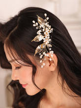 Vintage Flower Leaf Pearl Wedding hair comb Gold Headband Chic Headpieces Women Ornaments wedding accessories hair bride 2024 - buy cheap