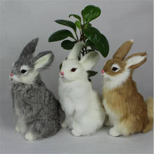 Conejo de peluche de simulación para niños, juguete educativo para edades tempranas, de piel, Mini Animal realista, modelo de decoración 2024 - compra barato