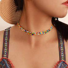 Kpop Smiley Face Choker Necklace Women Girls Bohemian Colorful Beads Neck Chain Choker Collar Fashion Summer pendants Jewelry 2024 - buy cheap