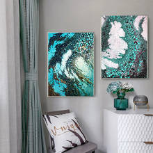 Póster e impresión de lienzo abstracto para pared, imagen de Arte Moderno, pintura nórdica contemporáneo, decoración de la habitación del hogar, color azul océano 2024 - compra barato