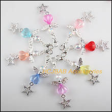 8 New 21.5x33mm Angel Charms Mixed Heart Acrylic Silver Plated Star Retro With Lobster Claw Clasps 2024 - buy cheap