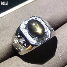 Мужское кольцо с сапфиром BOCAI, естественный звездный свет из чистого серебра 925 пробы, регулируемое атмосферное серебряное кольцо, 2020 2024 - купить недорого