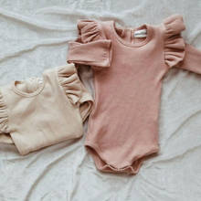 Macacão de algodão para bebês recém-nascidos, roupinhas plissadas de manga longa para meninas, roupas casuais para crianças pequenas 2024 - compre barato