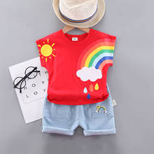 Rainbow Summer Outfits Toddler Kids Baby Boys Girls Cartoon T-shirt Top Shorts Sets 2021 Summer Children Clothing Outfit Set 2024 - buy cheap