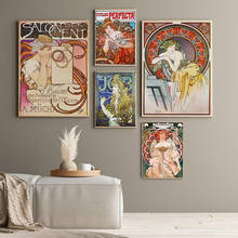 Alphonse Mucha pintura en lienzo, carteles artísticos e impresiones, arte Vintage de mujer en la pared, imágenes en lienzo para decoración de sala de estar 2024 - compra barato