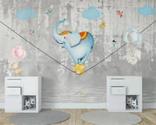 Papel de parede 3d personalizado à mão, modernas estampas desenhadas à mão, elefante de circo, decoração para o quarto das crianças 2024 - compre barato