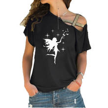 Лидер продаж, летняя женская футболка, модная художественная Женская Волшебная бабочка, асимметричная перекрестная повязка, стильные футболки, топы 2024 - купить недорого