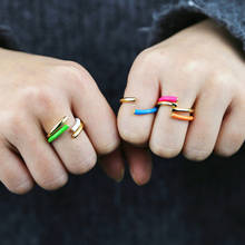Anel de dedo dourado 21novo esmalte neon colorido ajustado joia presente joia moda arco-íris feminina 2024 - compre barato
