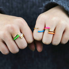 2021New Gold Color Colorful Neon Enamel Open Adjusted Stack Finger Ring Women Rainbow Fashion Jewelry Gift 2024 - buy cheap