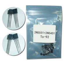 Transistor DIP 2N5551 2N5401 5551 5401 TO-92 (25 uds. * 2N5401 + 25 uds. * 2N5551), 50 Uds. 2024 - compra barato