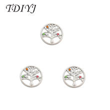 TDIYJ-Colgante de disco de monedas de árbol de la vida, aleación de cristal de color de 33mm, 1 unids/lote 2024 - compra barato