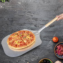 Pala de aluminio para Pizza con mango largo de madera, herramientas de pastelería, accesorios, espátula, cortador para hornear pasteles, 12 pulgadas 2024 - compra barato