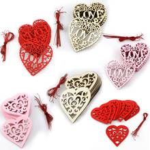 Wooden wedding Festival Supplies Valentine's Day Love Hollow Love Decor Red Pink Heart-shaped Wooden Pendant Party Home Decor 2024 - buy cheap