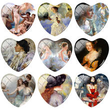 TAFREE Hand Oil Painting Heart shaped Art Photo 25 mm DIY Glass Cabochon flat back Jewelry Making findings PP68 2024 - buy cheap