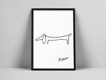 Póster de perro Pablo Picasso, boceto de Picasso, póster de Picasso, Impresión de perro Picasso, arte minimalista, blanco y negro, arte Munt naranja 2024 - compra barato