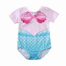 Bebê menina bodysuits verão criança menina do bebê uma peça imprimir sereia biquíni maiô maiô beachwear 0-4 anos 2024 - compre barato