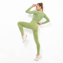Guta sem costura conjunto de yoga roupas de ginástica conjunto de treino esporte terno de fitness esportes colheita superior yoga leggings treino jogging esportes wear 2024 - compre barato