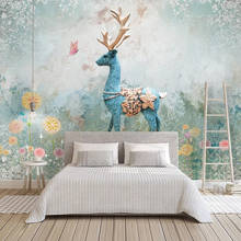 Custom 3D Mural Wallpaper Retro Abstract Oil Painting Nordic Elk Decor Wall Painting Bedroom Living Room Study Room Background 2024 - buy cheap