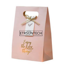Bolsa de papel Kraft Rosa romántica, bolsa de regalo de recuerdo de fiesta, bolsas de dulces para cumpleaños, boda y Navidad, 50 Uds. 2024 - compra barato