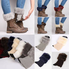 Women Autumn Winter Casual Womens Knitted Boot Cuffs Fur Knit Warm Leg Warmers Boot Socks Legs Warmers Shoes Set Xmas Gift 2024 - buy cheap