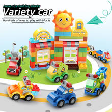 Bloques de construcción de coche cambiable de gran tamaño para niños, juguete de ladrillos coloridos, vista de la ciudad, regalo 2024 - compra barato