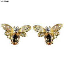 1 Pair Hot Yellow   Bees Stud Earrings New Women Fashion Animals Gold Color Chain Earrings Jewelry 2024 - buy cheap