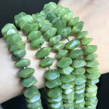 Natural Rhombus Gem Green Canadian Jades Beads Irregular Loose Spacer Beads For Jewelry Making DIY Perles Bracelets 7.5'' Strand 2024 - buy cheap