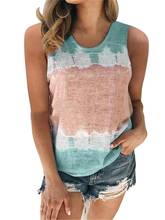 Fashion Womens Summer O Neck Print Tank Tops Casual Sleeveless Tie-dye Vest Women Plus Size Streetwear Loose Print Camisole Tops 2024 - buy cheap