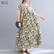 Oversized Polka Dot Summer Beach Dress Women Holiday Long Dress Oversize Cotton Pleated Dresses New Fashion Vestidos 2022 2024 - buy cheap