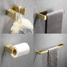 Wall Mounted Brushed Gold Towel Bar Coat Hook Towel Ring Paper Holder 304 Stainless Steel Adhesive Bathroom Accessories Set 2024 - buy cheap