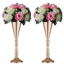 2PCS 14''/16.5'' Floor Vase Metal Flower Vase Table Centerpiece For Mariage Metal Flowers Vases For Wedding Decoration LHP001 2024 - buy cheap