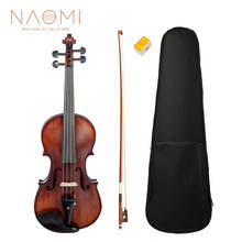 Naomi violino acústico 4/4 tamanho completo, violino com acabamento fosco, acessório de ébano 2024 - compre barato