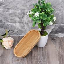 Mini bandeja de bambu para plantas, bandeja oval em madeira com suculentas para decoração da varanda e casa, design elegante simples 2024 - compre barato