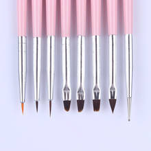 15Pcs/set White Acrylic UV Gel Brush 8Pcs/set Pink Nail Art Brush Pen Painting Drawing Liner Brush Nail Art Design Tools 2024 - buy cheap