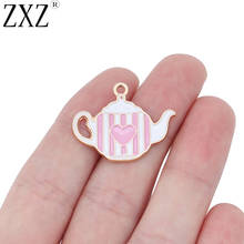 ZXZ-abalorios de esmalte rosa para hacer joyas, cuentas para collar, pulsera, accesorios, 30x24mm, 10 Uds. 2024 - compra barato