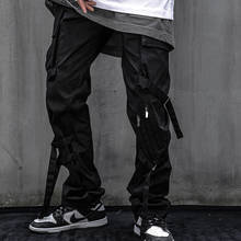 Techwear-Pantalones góticos para hombre, ropa de calle, cintas negras, novedad de 2021 2024 - compra barato