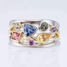 Женские Геометрические кольца USTAR, серебристые широкие кольца с кристаллами из фианита, ювелирные изделия для подарка 2024 - купить недорого