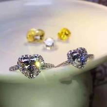 Женское Обручальное кольцо в форме сердца 4 мм, обручальное кольцо из стерлингового серебра 925 пробы с бриллиантами, вечерние ювелирные изделия для невесты 2024 - купить недорого