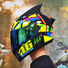 Jiekai-casco de motocicleta de carreras, aprobado por DOT, de cara completa, doble lente, locomotora, todoterreno 2024 - compra barato