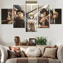 Canvas Print Painting Wall Art Posters 5 Panel Attack on Titan Anime Modular Picture Home Decoration Frame Modern Living Room 2024 - buy cheap