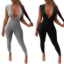 Solid Bodycon Women Sleeveless Jumpsuits Skinny Backless Sleeveless Workout Overalls Sportswear Fashion Basic Jumpsuit 2024 - buy cheap