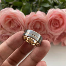 8mm anel de carboneto de tungstênio de ouro rosa para anéis de banda de casamento 2024 - compre barato